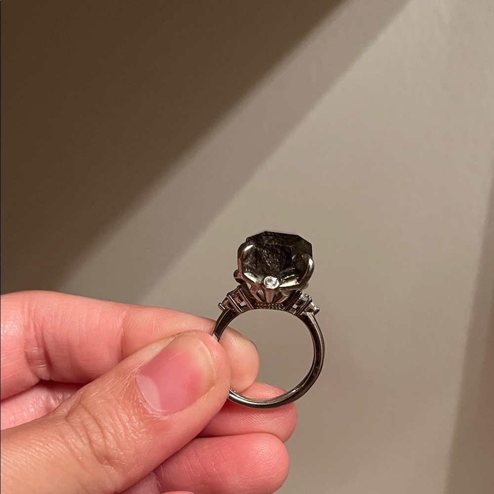 Black Rutilated Quartz Ring - Picture 2 of 3